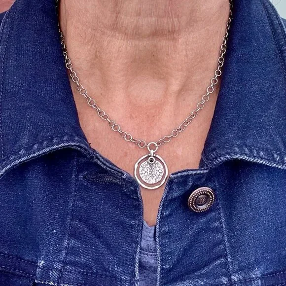 Sundance NEW $188 Sterling Silver Israel Pendant 16-1/2" Chain Pendant Necklace - Picture 2 of 12